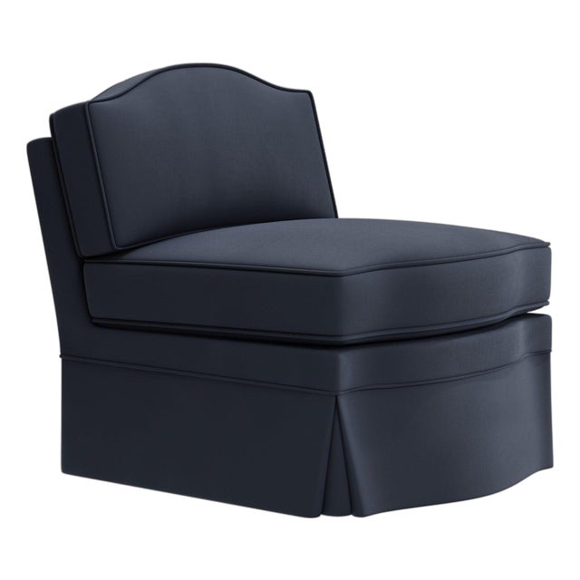 Prussian Linen Felix Slipper Chair by Ceraudo For Sale