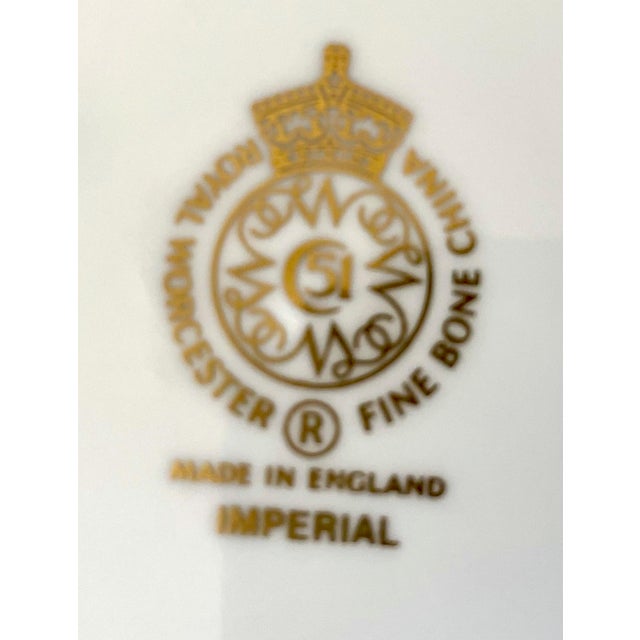 Mid-Century Modern 1980s Royal Worcester Imperial Bone China 22 Karat Raised Gold Blue Vegetable Tureens 2 Lids - 1 For Sale - Image 3 of 7