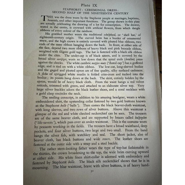 Vincent, Brooks, Day & Son, Staphorst Ceremonial Dress with Shell Hat and Silver Fobs, 1932, Paper For Sale - Image 10 of 11