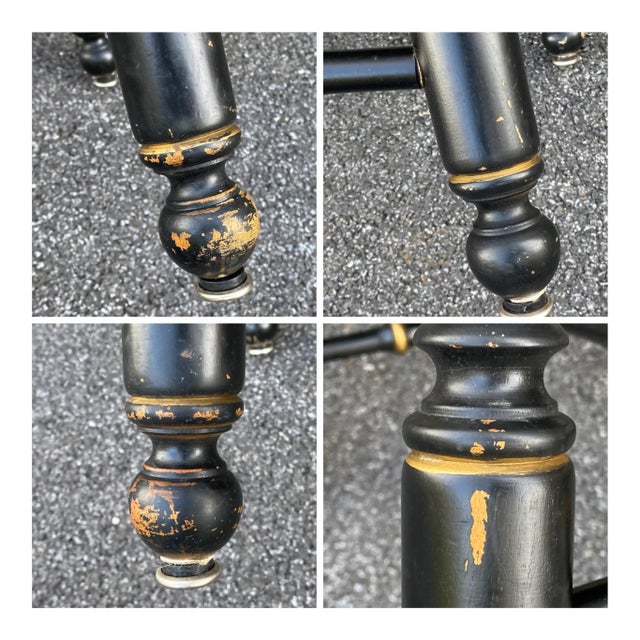 Vintage Ethan Allen Early American Black & Gold Stenciled Armchair Hitchcock Style For Sale - Image 11 of 12