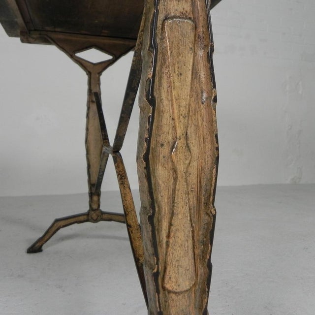 Art Deco Bistro Table with Oak Top on Cast Iron Table, 1930s For Sale - Image 9 of 18