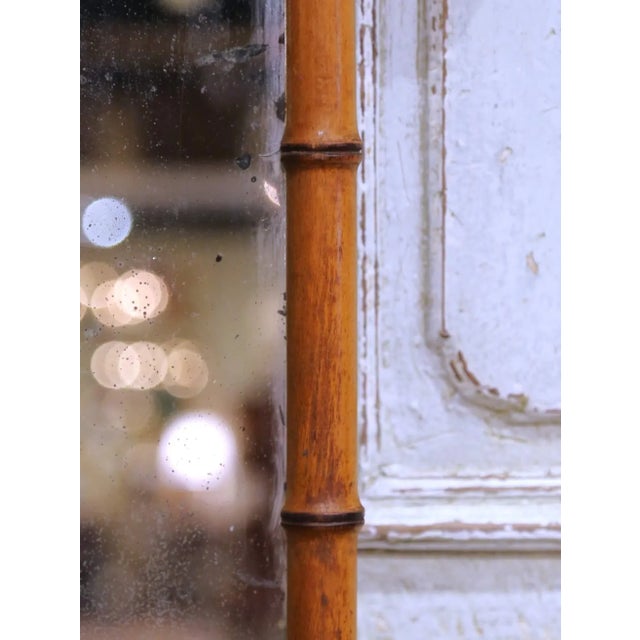 Early 20th Century French Hand Carved Walnut Faux Bamboo Wall Mirror For Sale In Dallas - Image 6 of 8