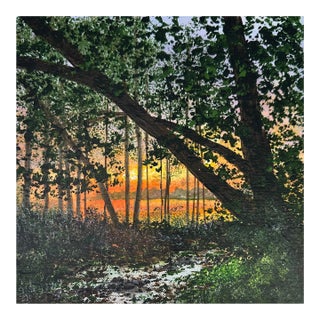 "Sunset Through the Trees" Contemporary Original Impressionist Style Landscape Painting by Deb Bossert For Sale