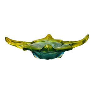 Cadmium Glass Two-Tone Murano Candy Dish Bowl Star Shape