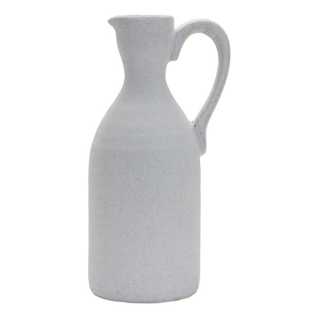 ModernWhite Clay Pitcher Vase 13.5"H For Sale