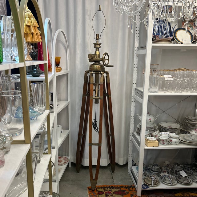 Large Tripod Surveyors Floor Lamp For Sale - Image 11 of 12