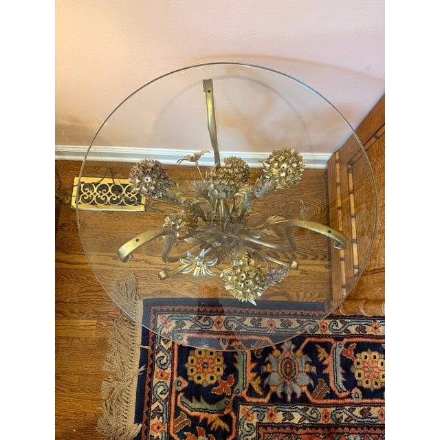 Gold Vintage Illuminated Gilt Metal Floral Side/Cocktail Table, in the Manner of Hans Kögl, C. 1960s–70s For Sale - Image 8 of 12
