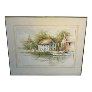 Matthew M. Mack "City Dock" Annapolis Harbor Original Watercolor, Signed 1982, Framed For Sale