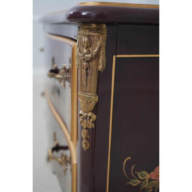 Century Chinoiserie Decorated Burgundy Lacquer Commode For Sale - Image 17 of 18