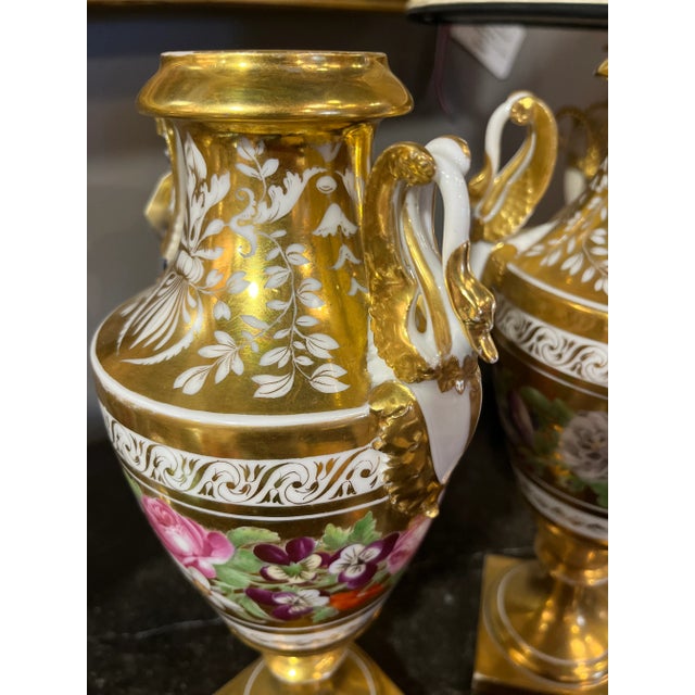 Circa 1800 Pair of Floral Paris Porcelain Urns For Sale In Phoenix - Image 6 of 6