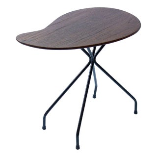 Midcentury Scandinavian Bean-Shaped Side Table in Teak and Steel, 1950s For Sale