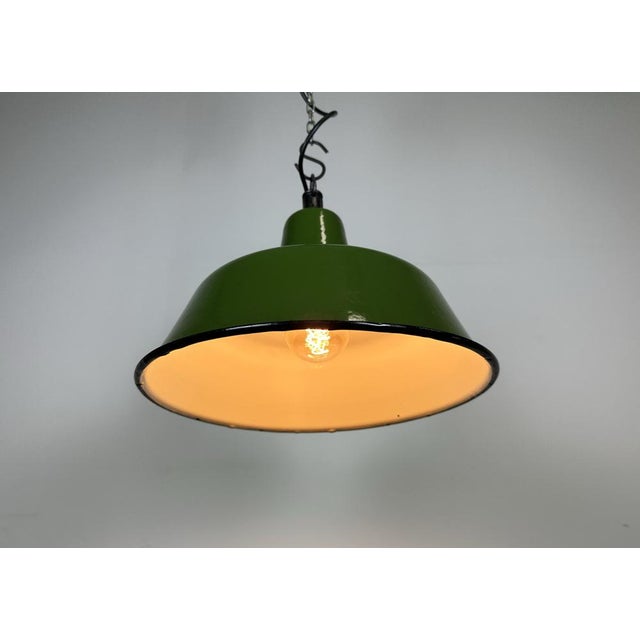 Industrial Green Enamel Factory Lamp from Zaos, 1960s For Sale - Image 10 of 15