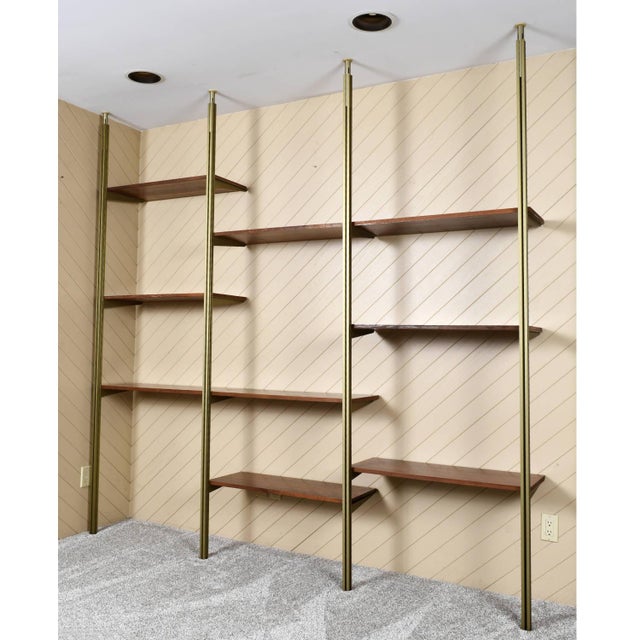 George Nelson Mid-Century Modern Tension Pole Omni Wall Unit Emerald Gold For Sale - Image 9 of 17