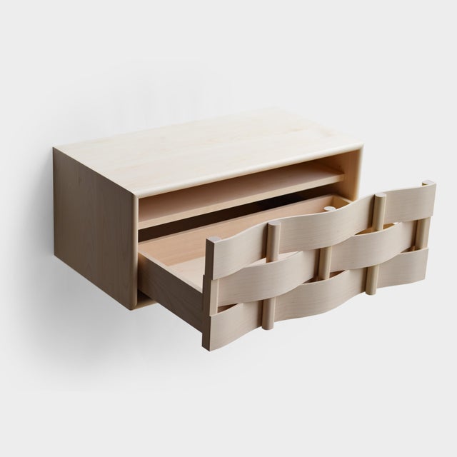 Contemporary Weave Bedside Table in Birch Wood by Dahlén Lukas For Sale - Image 3 of 7