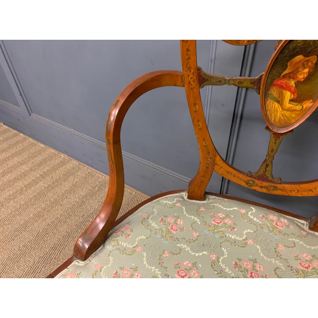 Painted Satinwood Settee, 1900 For Sale - Image 6 of 16