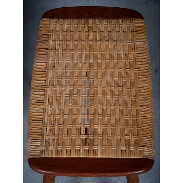 Teak and Woven Stools, Denmark, 1960s, Set of 2 For Sale - Image 6 of 8