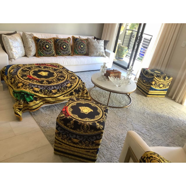 Italian Gold/Black Velvet Throw Made From Upholstery Fabric For Sale - Image 10 of 12