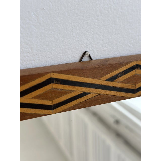 1940s Vintage Parquetry Framed Mirror With Corner Stud Details, Circa 1940s For Sale - Image 5 of 13
