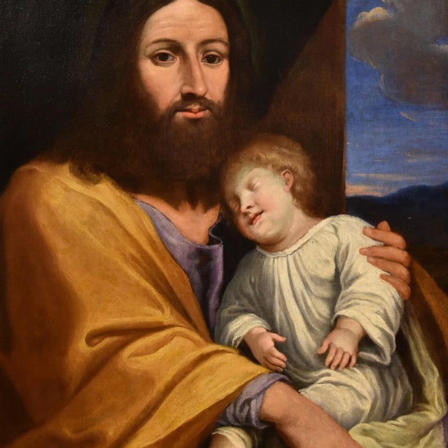 Follower of Giovan Battista Salvi, Baby Jesus, 1660, Oil on Canvas, Framed For Sale - Image 10 of 13