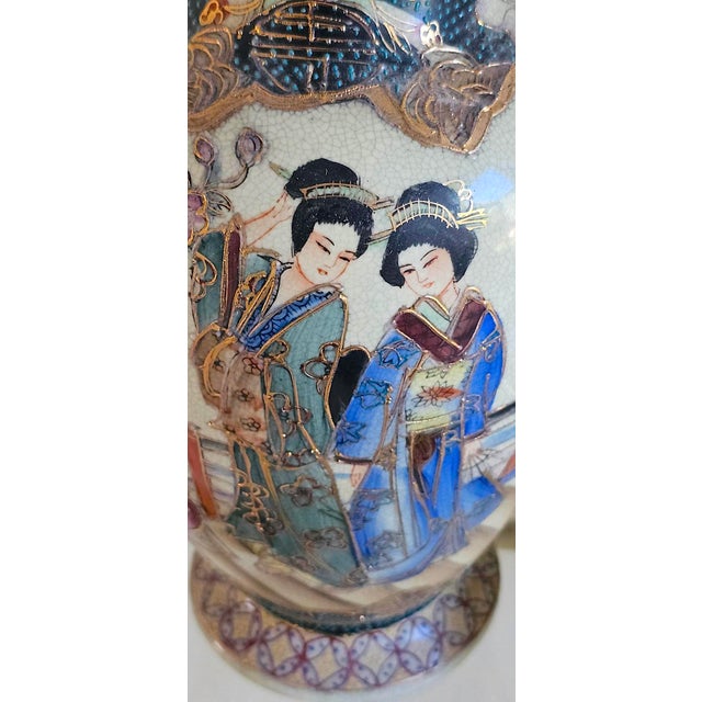 Vintage Japanese Royal Satsuma Hand-Painted Vase & Octagonal Plate – Set of 2 For Sale In Naples, FL - Image 6 of 18