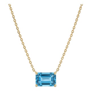 Swiss Blue Topaz Beautiful Necklace - Stacking Gemstone Dainty Necklace For Sale