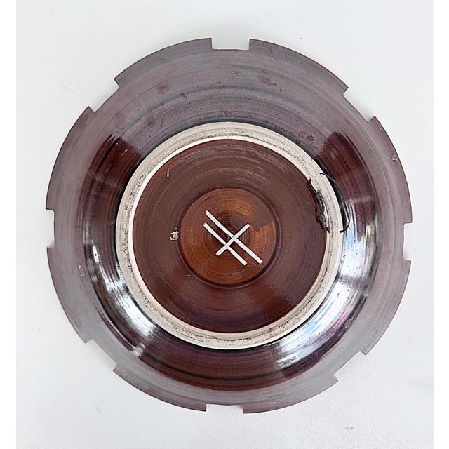 Chocolate Vintage Overscale Geometric Ceramic Centerpiece Bowl For Sale - Image 8 of 8