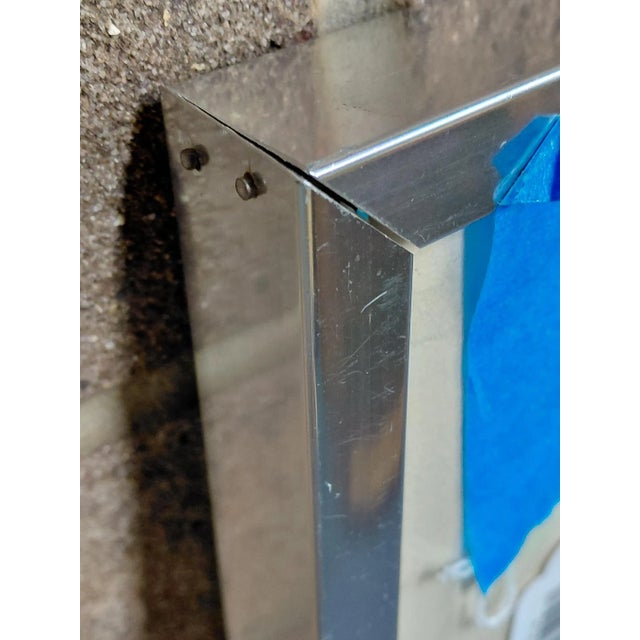 Blue Framed Signed J. Akston "Orbiting the Moon, 1973" Acrylic on Paper For Sale - Image 8 of 10