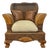 Late 20th Century Carved British Colonial Wicker Club Chair by Acacia Furniture & Two Leather Pillows For Sale