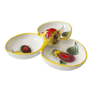 1970s Hand-Painted Italian Ceramic Serving Dish With Fruit Motif