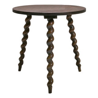 French Modernist Oak Tripod Side Table, 1940s For Sale