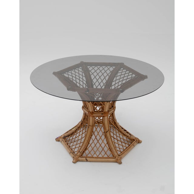 Boho Chic Vintage Bamboo Dining Set, 1970s, Set of 5 For Sale - Image 3 of 11