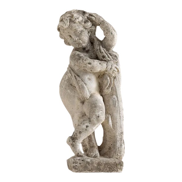 Early 20th Century Italian Concrete Garden Cherub Statue For Sale