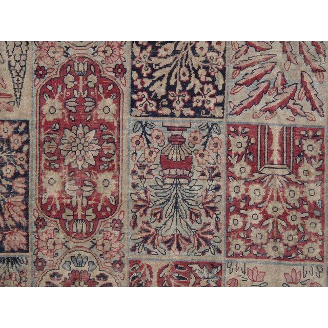 Antique Lavar Kerman Carpet, Handmade Wool Carpet, Multi-Color, Ivory, Red Wine For Sale - Image 11 of 18
