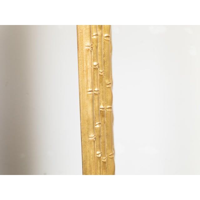 Gold Midcentury French Giltwood Mirror with Carved Bamboo Motifs and Beveled Plate For Sale - Image 8 of 9