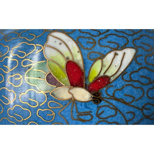 Vintage 1980s Chinese Cloisonné Peony Ginger Jar - 7" For Sale - Image 10 of 11