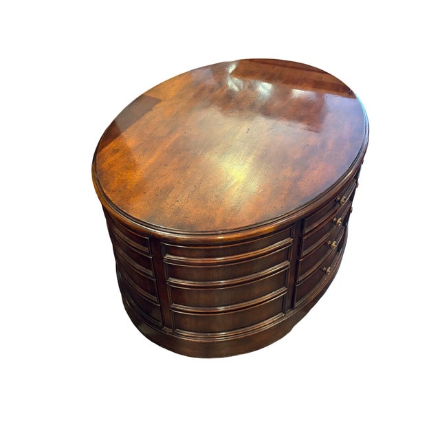 Traditional 1970s Mahogany Oval Coffee Table W/ Drawers on Each Side For Sale - Image 3 of 7