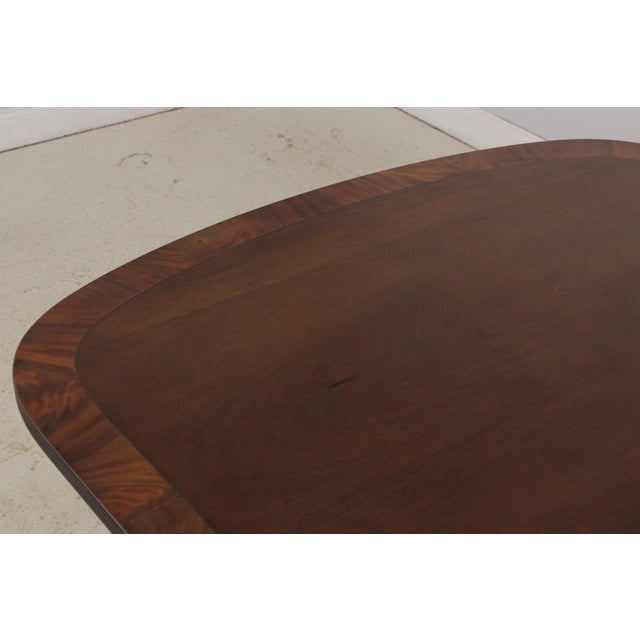 Brown Smith & Watson Banded Inlaid Mahogany Pedestal Double Dining Table For Sale - Image 8 of 17