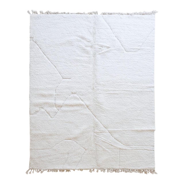 White Moroccan Wool Rug - 11.5 X 8.3 Ft For Sale