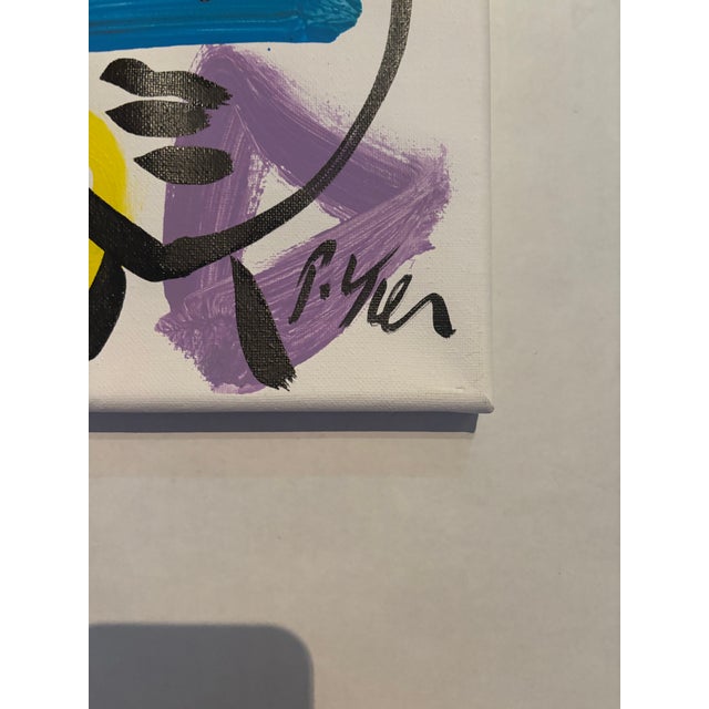 Abstract Geometric Portrait Painting on Canvas. Peter Robert Keil, a German artist born in 1942, has led a life immersed...