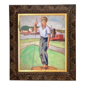 Original After Thomas Hart Benton "The Farmer's Son" Signed Painting 1944