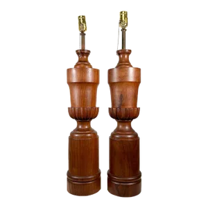 1950s Sculptural Table Lamps Solid African Mahogany