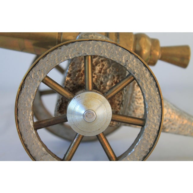 Metal Vintage Brass and Metal Cannon For Sale - Image 7 of 9