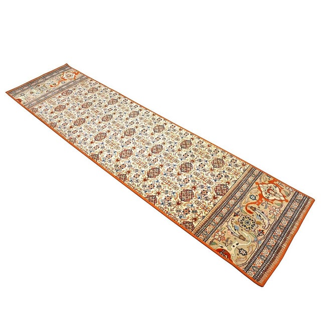 Vintage Persian Tabriz Taba Tabai Wool 3x10 Orange & Ivory Handmade Runner Rug #1144064 For Sale In Houston - Image 6 of 11