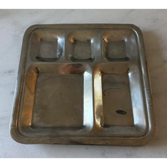 Set of 6 Vintage 5 Compartment Metal Food Serving Trays For Sale - Image 4 of 9