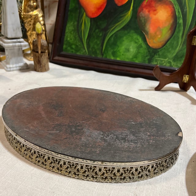 Antique Filigree Vanity Tray Mirrored For Sale In Atlanta - Image 6 of 6