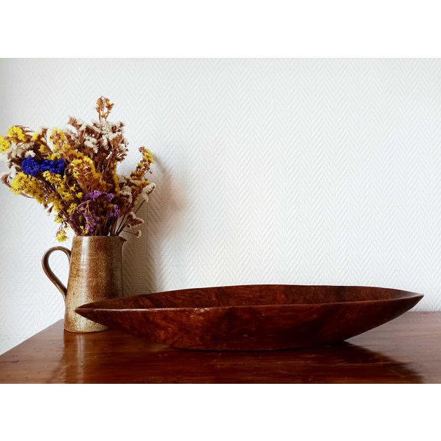 Wood Brutalist Oblong Wooden Bowl, 1950s For Sale - Image 7 of 7