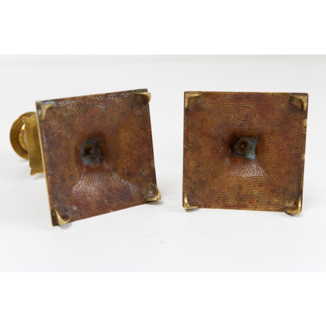Metal Antique English Brass Candlesticks, 1890s, Set of 2 For Sale - Image 7 of 15