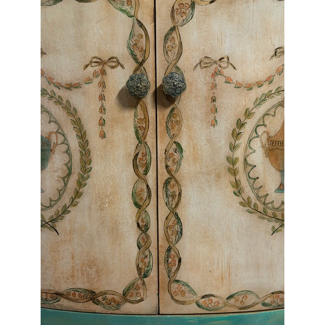 Wood Hand-Painted French Provincial Cabinet | Custom Artisan Painted Accent Cupboard For Sale - Image 7 of 8
