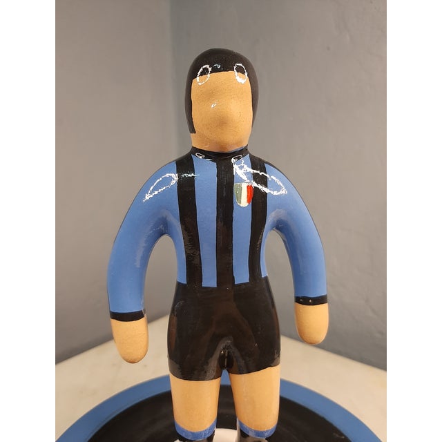 Blue Subbuteo Ornament Sculpture in Hand-Painted Double-Mold Ceramic from Artigianato Italiano For Sale - Image 8 of 10