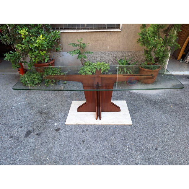 1950s Vintage Table in Walnut Wood with Marble Base by Giorgio Raponi, 1950s For Sale - Image 5 of 17